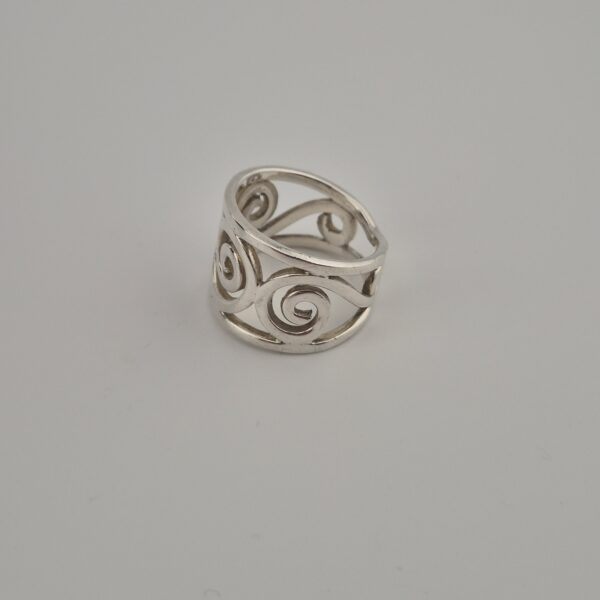 Vintage Statementring van 925 Sterling Zilver met Opengewerkte Spiralen
