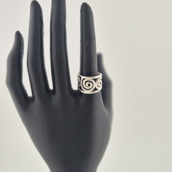 Vintage Statementring van 925 Sterling Zilver met Opengewerkte Spiralen