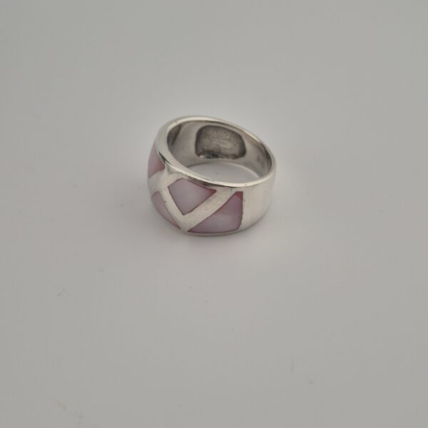 Vintage Ring van 925 Sterling Zilver met Roze Parelmoer Inleg