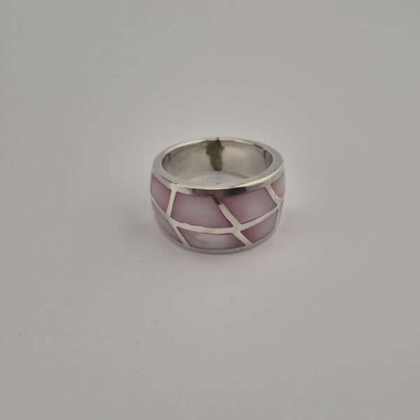 Vintage Ring van 925 Sterling Zilver met Lichtroze Parelmoer Inleg