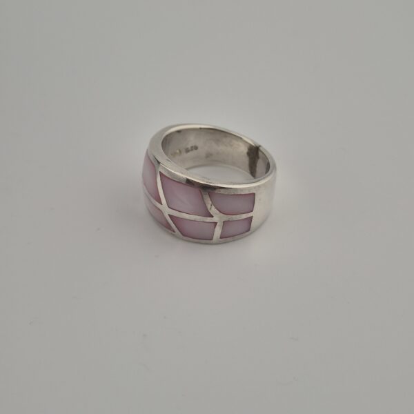 Vintage Ring van 925 Sterling Zilver met Lichtroze Parelmoer Inleg