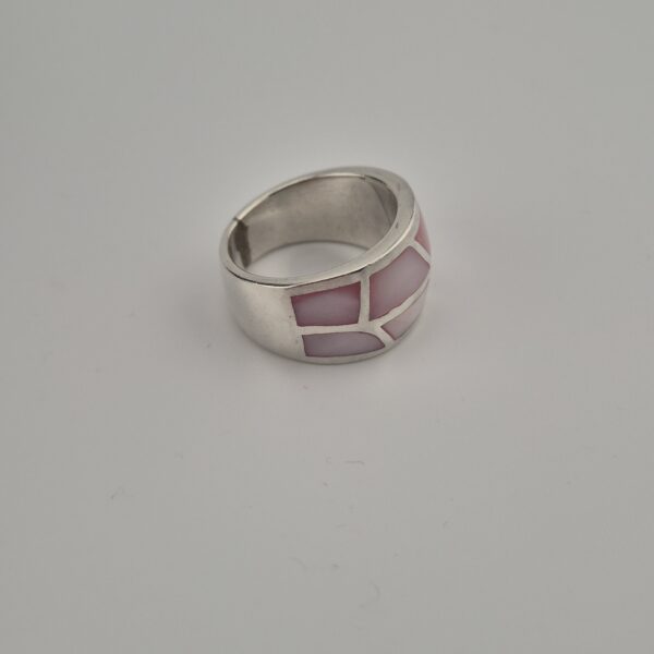 Vintage Ring van 925 Sterling Zilver met Lichtroze Parelmoer Inleg
