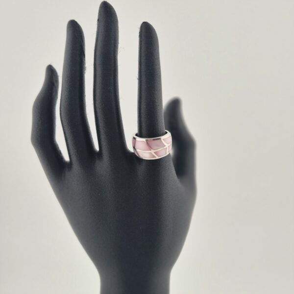 Vintage Ring van 925 Sterling Zilver met Lichtroze Parelmoer Inleg