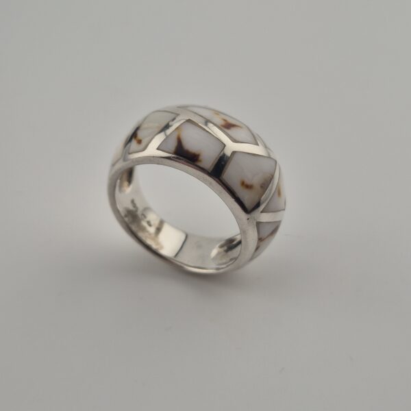 Vintage Ring van 925 Sterling Zilver met Parelmoer Inleg