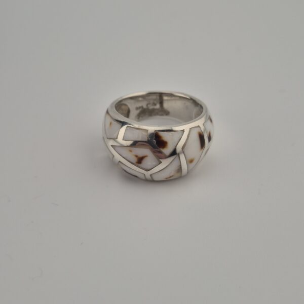 Vintage Ring van 925 Sterling Zilver met Parelmoer Inleg