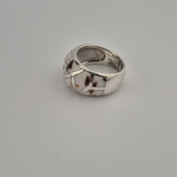 Vintage Ring van 925 Sterling Zilver met Parelmoer Inleg