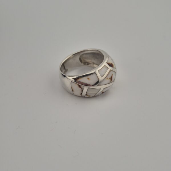 Vintage Ring van 925 Sterling Zilver met Parelmoer Inleg