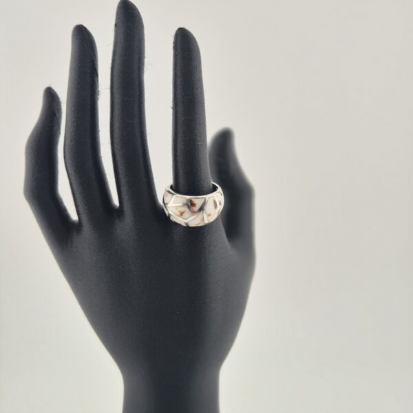 Vintage Ring van 925 Sterling Zilver met Parelmoer Inleg