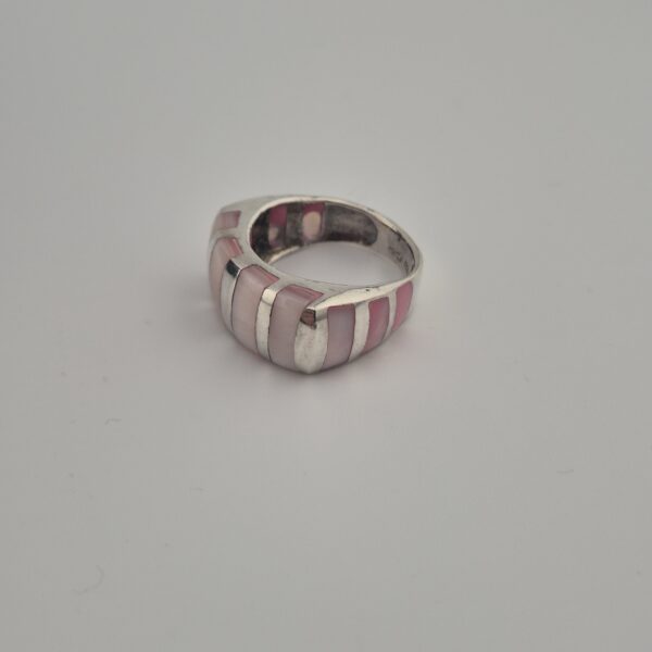 Vintage Ring van 925 Sterling Zilver met Lichtroze Parelmoer Inleg