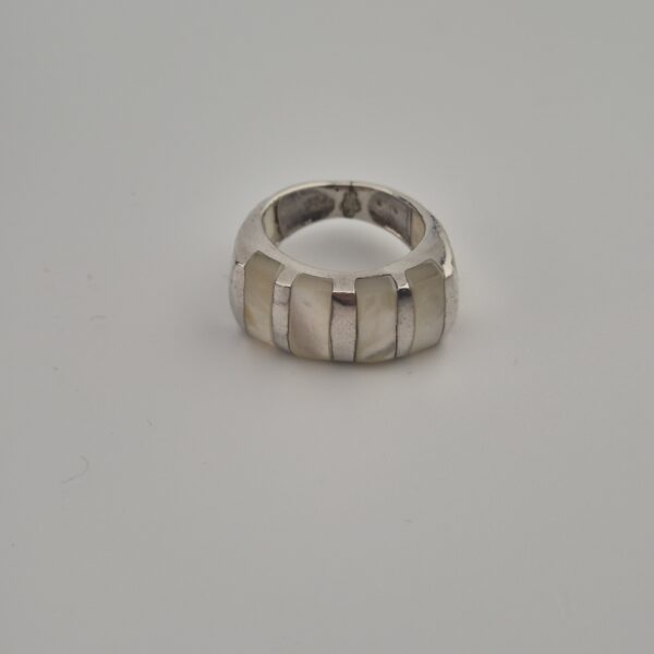 Vintage Ring van 925 Sterling Zilver met Natuurlijk Parelmoer Inleg