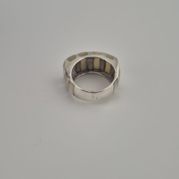 Vintage Ring van 925 Sterling Zilver met Natuurlijk Parelmoer Inleg