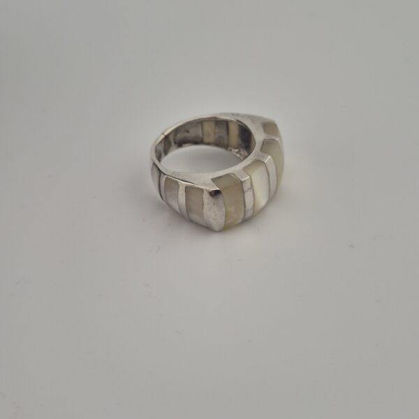 Vintage Ring van 925 Sterling Zilver met Natuurlijk Parelmoer Inleg