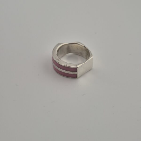 Vintage Bandring van 925 Sterling Zilver met Roze Emaille