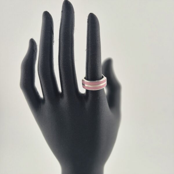 Vintage Bandring van 925 Sterling Zilver met Roze Emaille