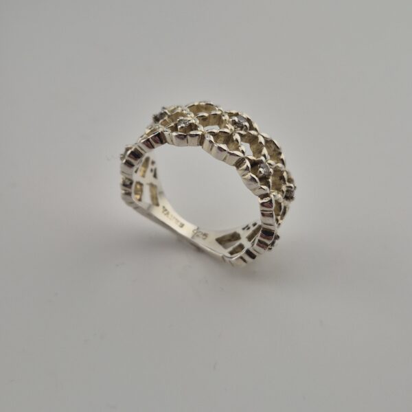 Vintage Ring van 925 Sterling Zilver met Gevlochten Zirconia