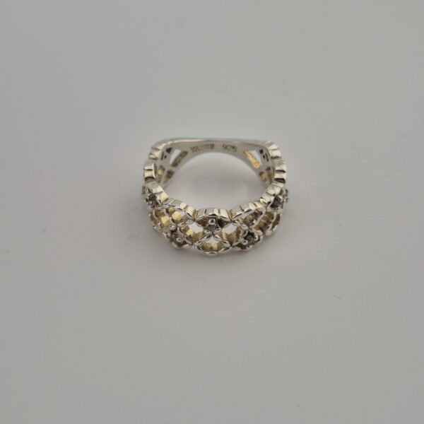 Vintage Ring van 925 Sterling Zilver met Gevlochten Zirconia