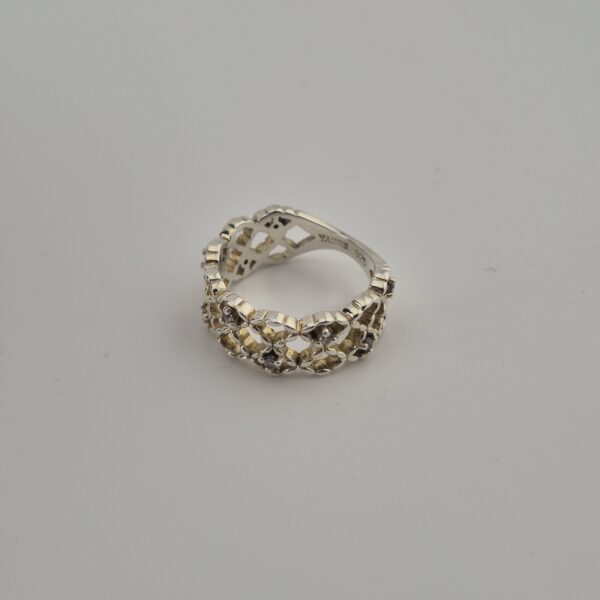 Vintage Ring van 925 Sterling Zilver met Gevlochten Zirconia