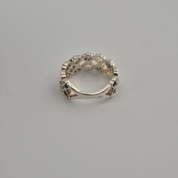 Vintage Ring van 925 Sterling Zilver met Gevlochten Zirconia