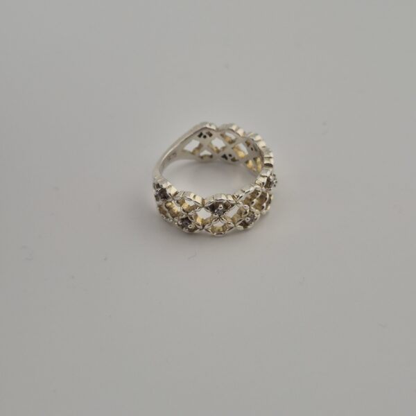 Vintage Ring van 925 Sterling Zilver met Gevlochten Zirconia