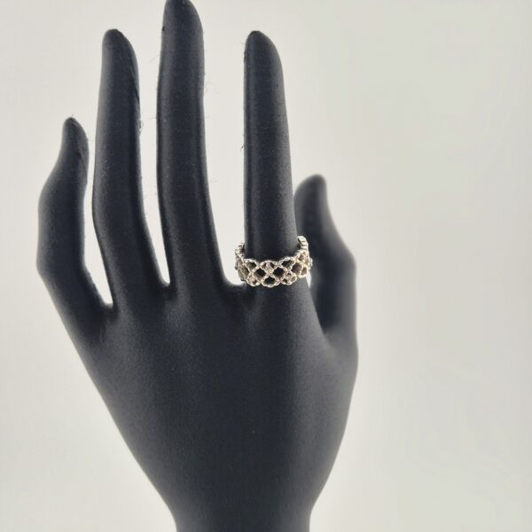 Vintage Ring van 925 Sterling Zilver met Gevlochten Zirconia