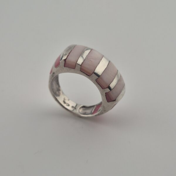 Vintage Ring van 925 Sterling Zilver met Lichtroze Parelmoer Inleg