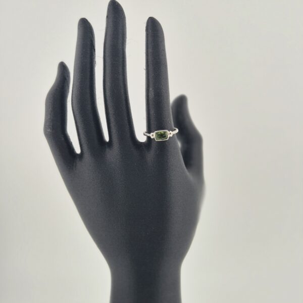 Vintage 925 Sterling Zilveren Ring met Peridot met Gevlochten Band