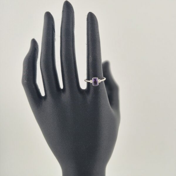 Vintage 925 Sterling Zilveren Ring met Amethist met Gevlochten Band