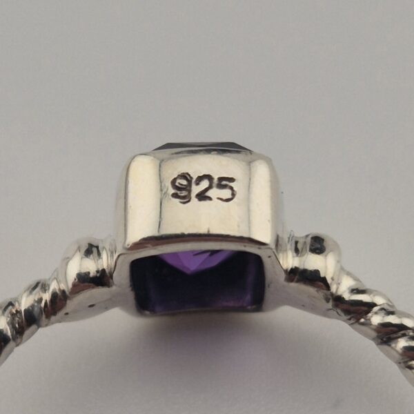 Vintage 925 Sterling Zilveren Ring met Amethist met Gevlochten Band
