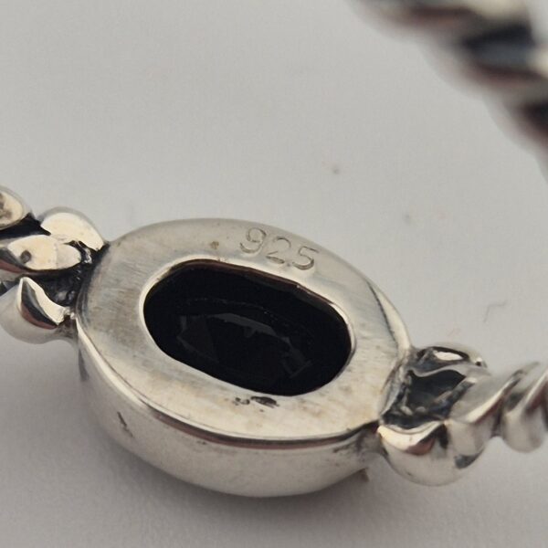 Vintage 925 Sterling Zilveren Ring met Onyx met Gevlochten Band
