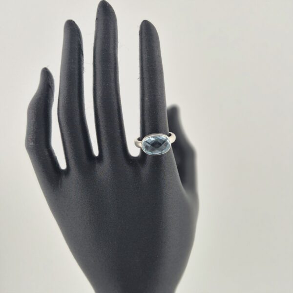 Vintage 925 Sterling Zilveren Ring met Ovaal Facetgeslepen Aquamarijn