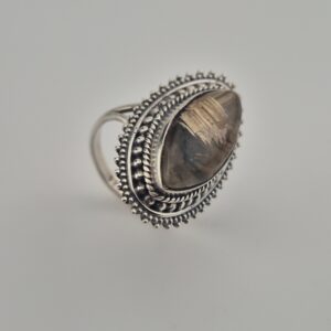 AE07 foto 1 Vintage 925 Sterling Zilveren Ring met Gouden Rutielkwarts