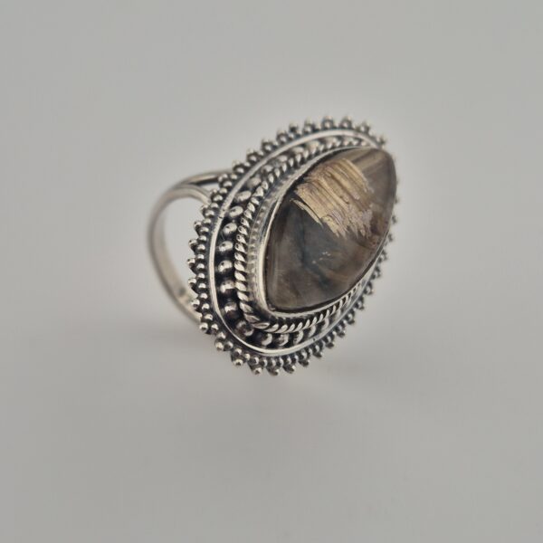 Vintage 925 Sterling Zilveren Ring met Gouden Rutielkwarts