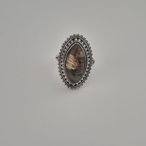 Vintage 925 Sterling Zilveren Ring met Gouden Rutielkwarts