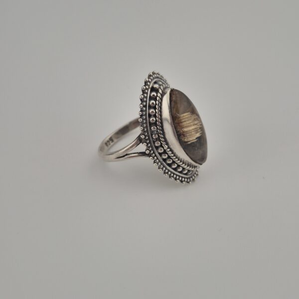 Vintage 925 Sterling Zilveren Ring met Gouden Rutielkwarts