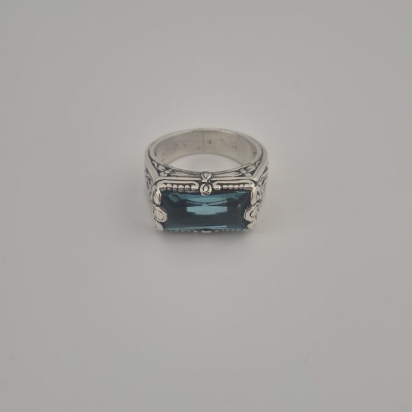 Vintage 925 Sterling Zilveren Ring met Aquamarijn Emerald