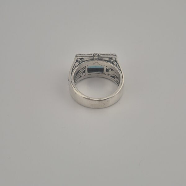 Vintage 925 Sterling Zilveren Ring met Aquamarijn Emerald
