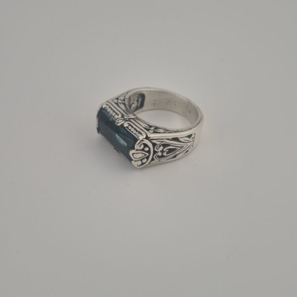 Vintage 925 Sterling Zilveren Ring met Aquamarijn Emerald