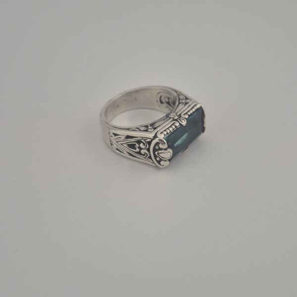 Vintage 925 Sterling Zilveren Ring met Aquamarijn Emerald