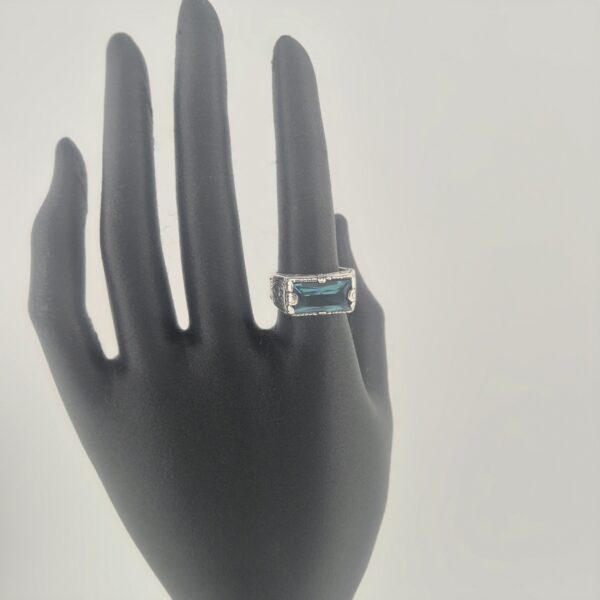 Vintage 925 Sterling Zilveren Ring met Aquamarijn Emerald