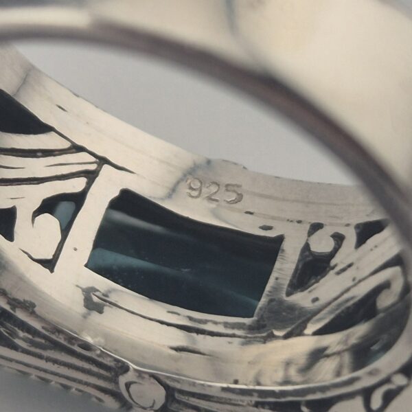 Vintage 925 Sterling Zilveren Ring met Aquamarijn Emerald