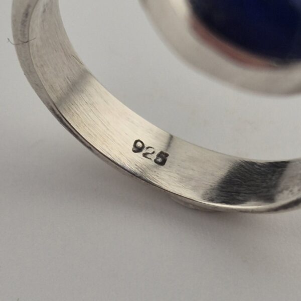 Vintage 925 Sterling Zilveren Ring met Lapis Lazuli Cabochon