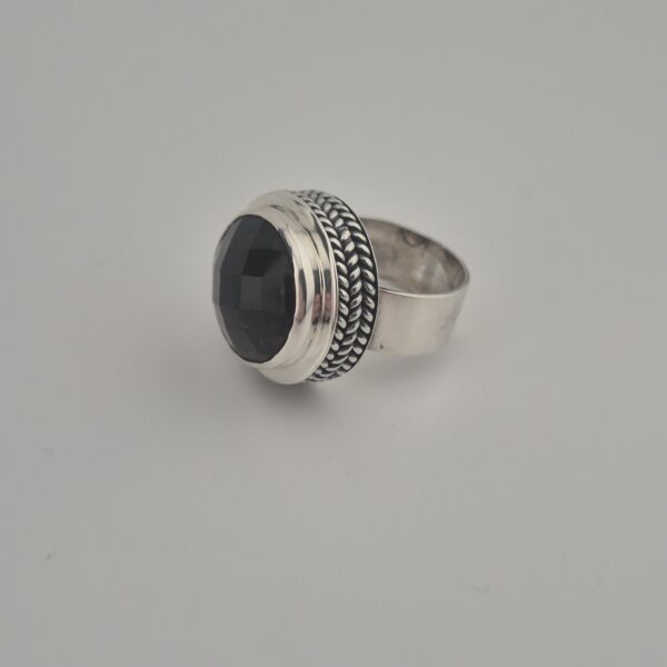 Vintage 925 Sterling Zilveren Ring met Rookkwarts Gefacetteerd