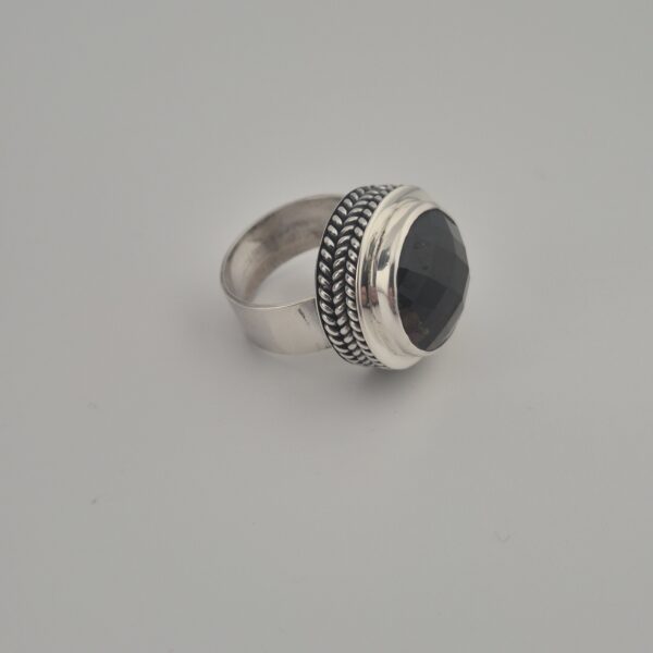 Vintage 925 Sterling Zilveren Ring met Rookkwarts Gefacetteerd