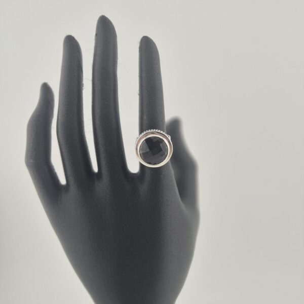 Vintage 925 Sterling Zilveren Ring met Rookkwarts Gefacetteerd