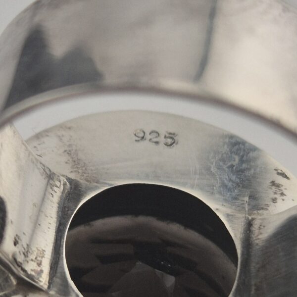 Vintage 925 Sterling Zilveren Ring met Rookkwarts Gefacetteerd