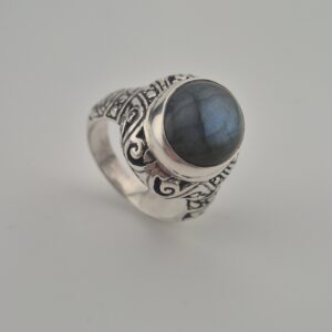 AE11 foto 1 Vintage 925 Sterling Zilveren Ring met Labradoriet Cabochon
