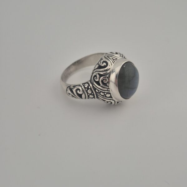 Vintage 925 Sterling Zilveren Ring met Labradoriet Cabochon