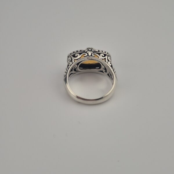 Vintage 925 Sterling Zilveren Ring met Honey Quartz Gefacetteerd