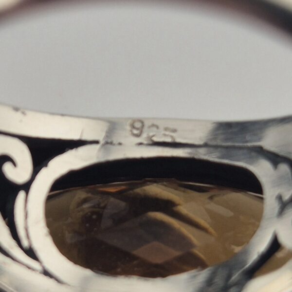 Vintage 925 Sterling Zilveren Ring met Honey Quartz Gefacetteerd